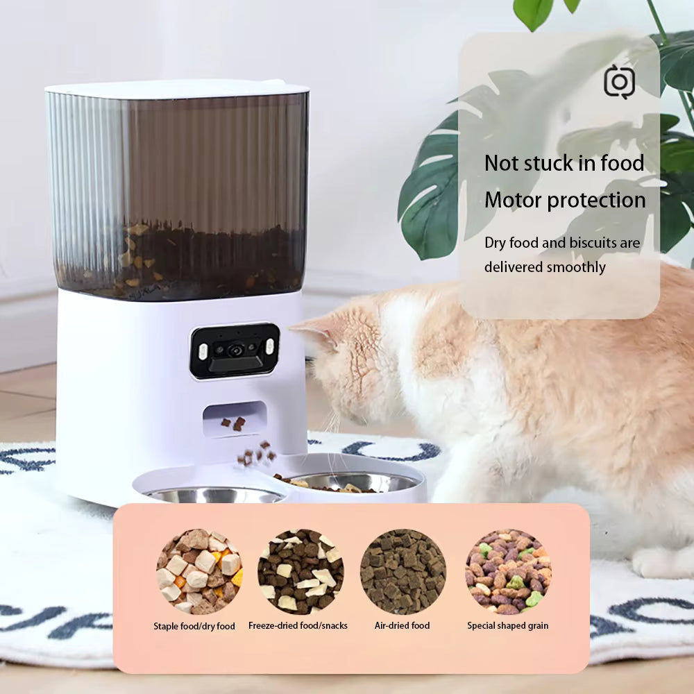 5L Smart Pet Food Dispenser Anti-Jam Design, Compatible with Kibble Freeze-Dried Air-Dried Pet Snacks