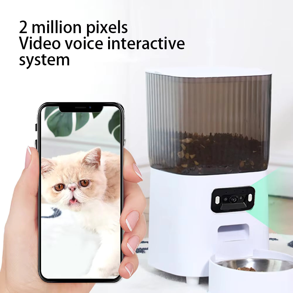 5L Smart WiFi Automatic Pet Feeder with 2MP HD Camera Two Way Audio, Remote View Pet Feeding for Cats Dogs