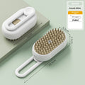 Ceramic white electric pet steam brush with beige silicone bristles and USB charging for cats and dogs