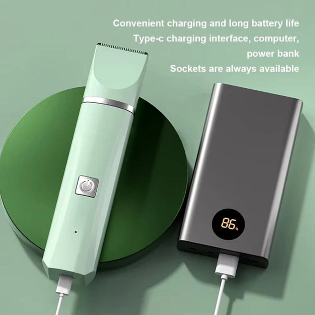low noise pet shaver round‑edge safe ceramic blade pet grooming working display
